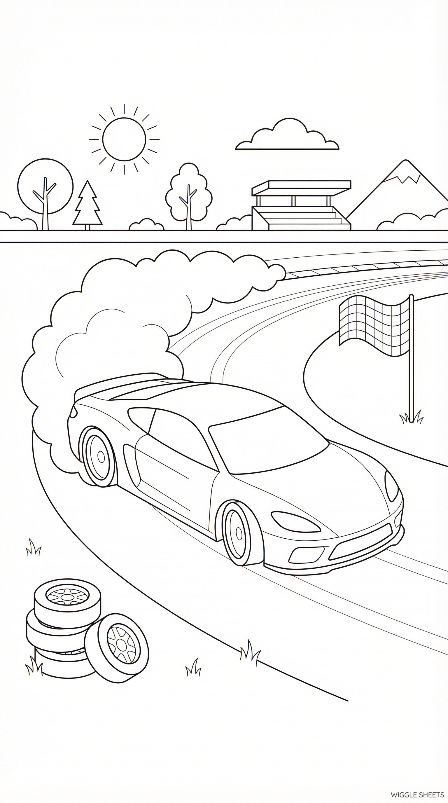 Race Car Drift Coloring Page